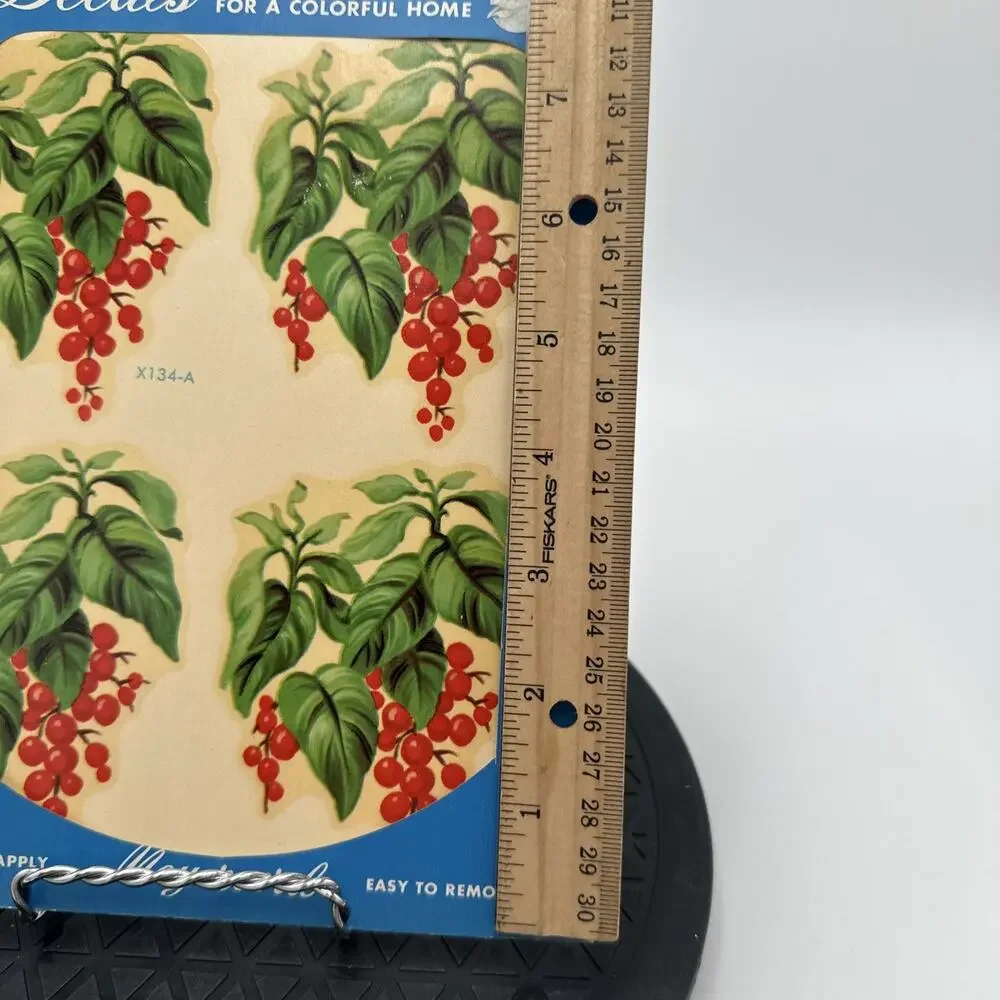 Vintage Mid Century Meyercord Red Hanging Berries, Decals MCM